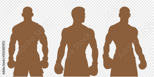 stylized silhouettes of a boxer in various poses, showcasing form, technique, and athleticism in the sport of boxing EPS 10