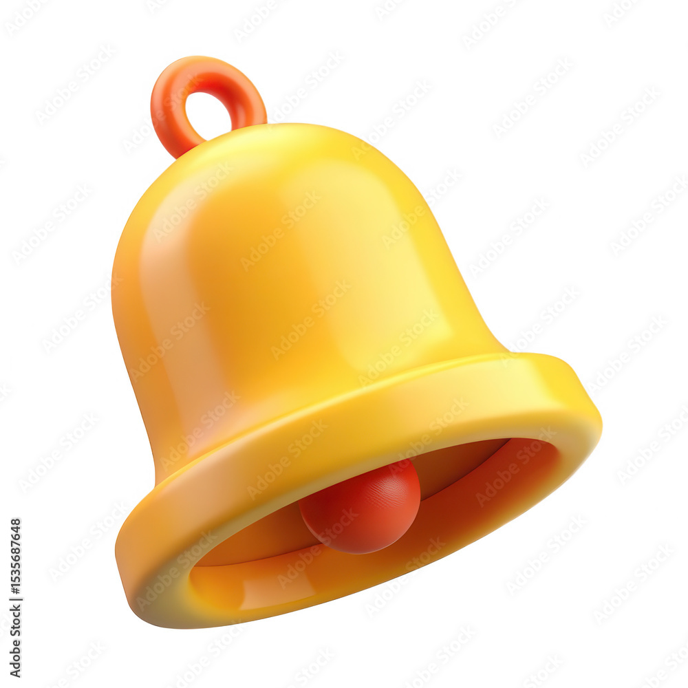 Fototapeta premium 3d render of yellow cartoon bell isolated on transparent background
