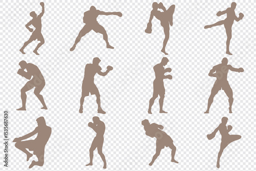 silhouettes of boxing player is isolated on a white background