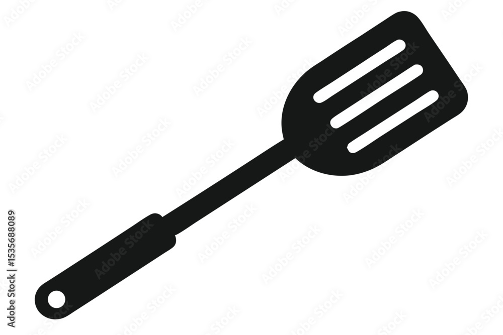 Simple black spatula vector illustration on white background for cooking and kitchen design Simple black spatula vector illustration on white background for cooking and kitchen design