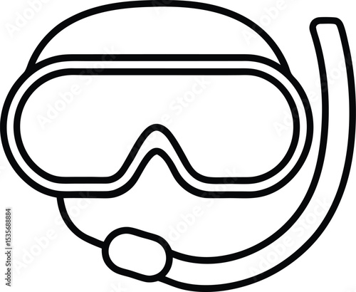 snorkel mask icon line art vector illustration on transparent background
