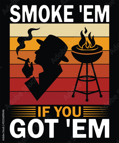 Retro Vintage BBQ Smoking Pig Grill Master T-shirt Design