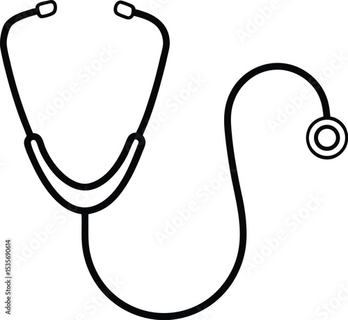 stethoscope icon line art vector illustration on transparent background