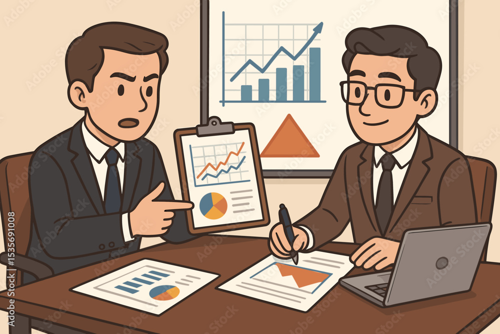Business colleagues analyzing financial report. Teamwork concept of investors discussing market data with charts and graphs for investment strategy, business growth, and profit. Business colleagues analyzing financial report. Teamwork concept of investors discussing market data with charts and graphs for investment strategy, business growth, and profit.