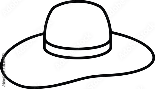 sun hat icon line art vector illustration on transparent background