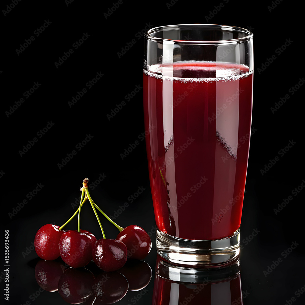 custom made wallpaper toronto digitalCherry juice in glass illustration isolated on transparent background for food branding and packaging
