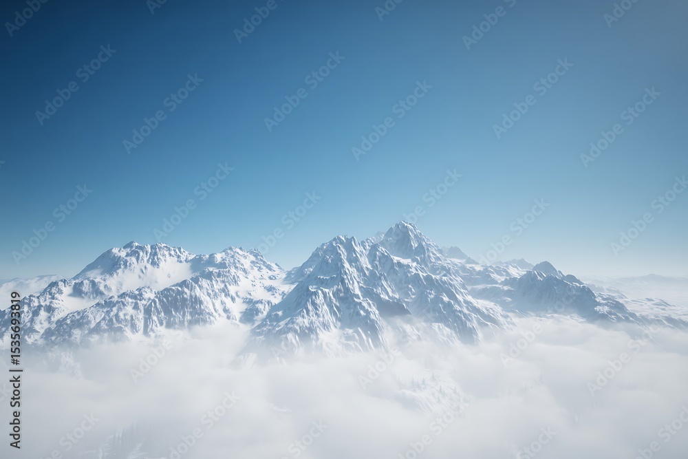Obraz premium Snowy peaks above a sea of clouds