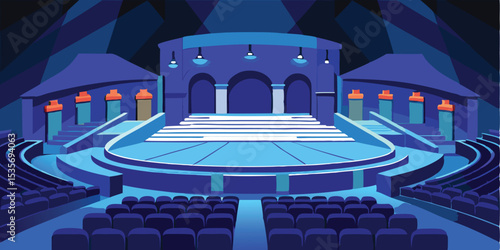 Empty dimly lit arena theater in bangladesh