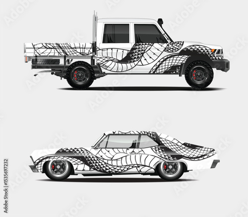 Custom Car and Truck Wraps with Abstract Snake Design