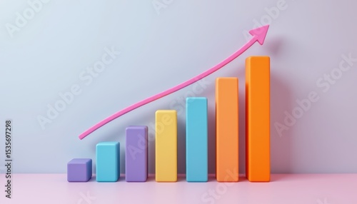 Free Download Colorful bar chart analysis growth trends business report digital visualization office environment elevated viewpoint - GFXLoad