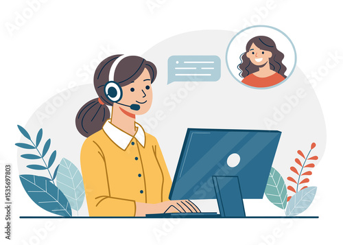 Woman Providing Excellent Customer Service via Online Chat