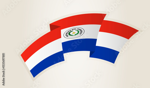 Paraguay Flag in Abstract Ribbon Shape, National Symbol of the Paraguay.