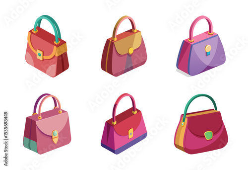 Set of different female bags vector illustration isolated on white background