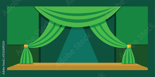 Lush green theatrical stage curtain backdrop design