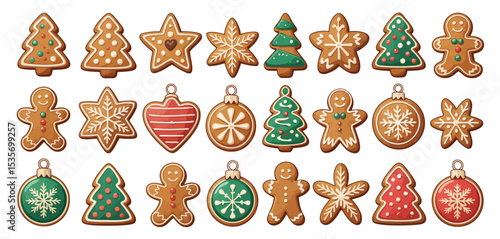 Christmas gingerbread cookies collection illustration