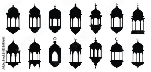 Collection of islamic lantern silhouettes