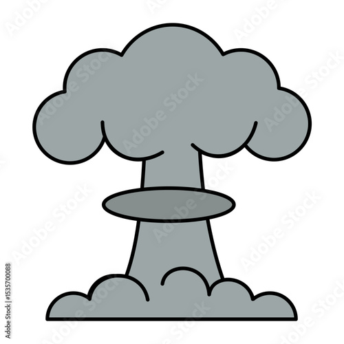 Explosive cloud rising above the ground surface