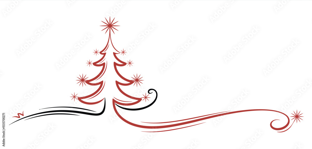 Elegant red christmas tree design with swirls Elegant red christmas tree design with swirls