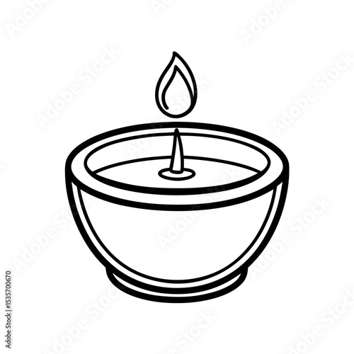 Simple Line Art Illustration of a Burning Tealight Candle