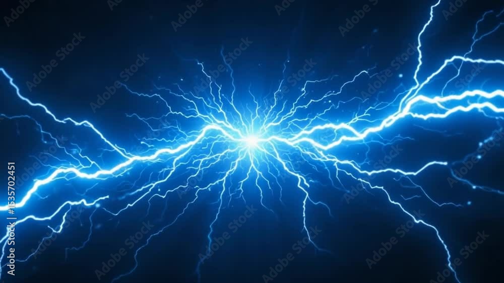 Abstract Digital Blue Lightning Storm on a Dark Background, Energy Concept Abstract Digital Blue Lightning Storm on a Dark Background, Energy Concept