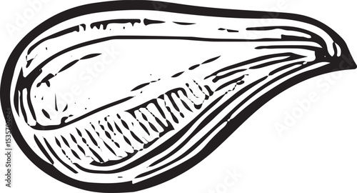 This detailed hand-drawn sketch shows a bowl of Mexican beans, a dietary staple. Perfect for culinary designs, recipe books, or cultural artwork, with intricate black-and-white line art 