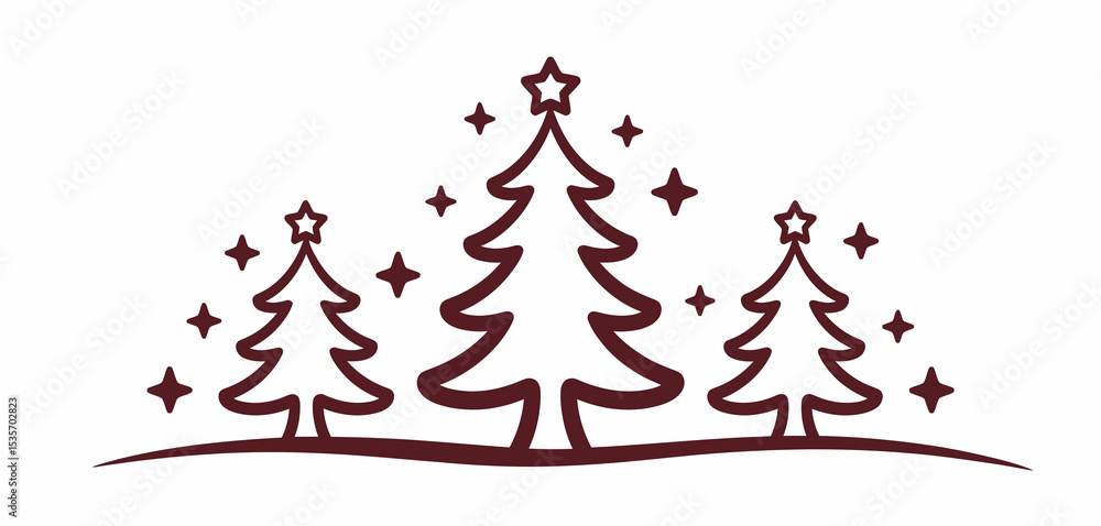 Three christmas trees line art design Three christmas trees line art design