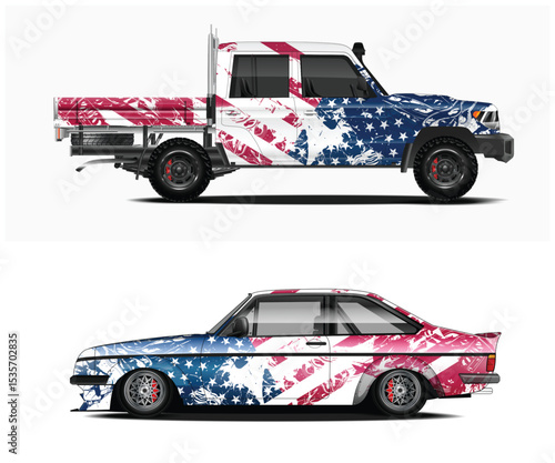 Patriotic American Flag Design Truck and Car Wraps