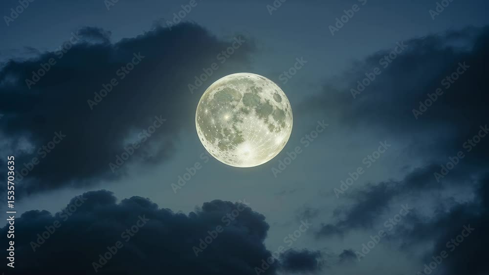 Full Moon Moving Through Clouds in a Dramatic Night Sky Full Moon Moving Through Clouds in a Dramatic Night Sky
