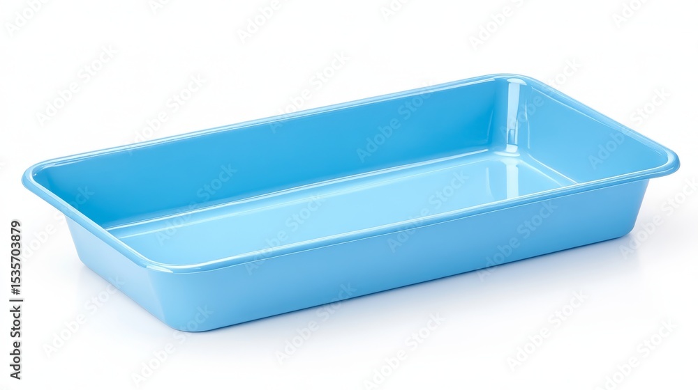 A white background serves as the setting for a plastic snow shovel, designed for use during winter A white background serves as the setting for a plastic snow shovel, designed for use during winter