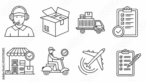 Here's a concise description:

A vector icon set illustrating various transportation vehicles like cars, trucks, buses, and construction equipment, perfect for design and travel-related services