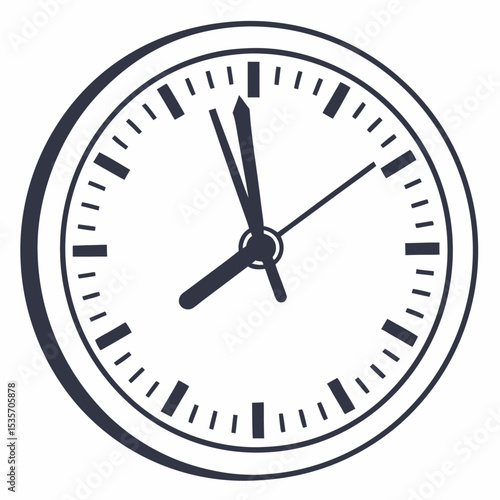 Wall clock vector illustration isolated on white, symbolizing business time with hour, minute, and second hands
