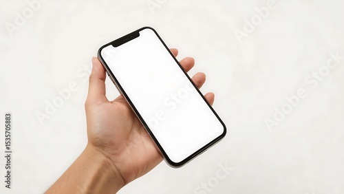 Modern Smartphone Held in Hand, Blank Screen