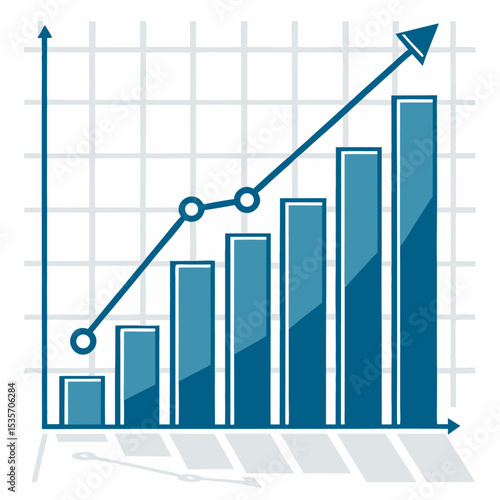 Business growth chart with upward arrow illustrating financial market success
