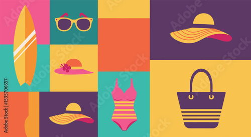 Bright Summer Essentials Sun Protection Fashion Accessories Swimwear Bags For Summer Season Holidays