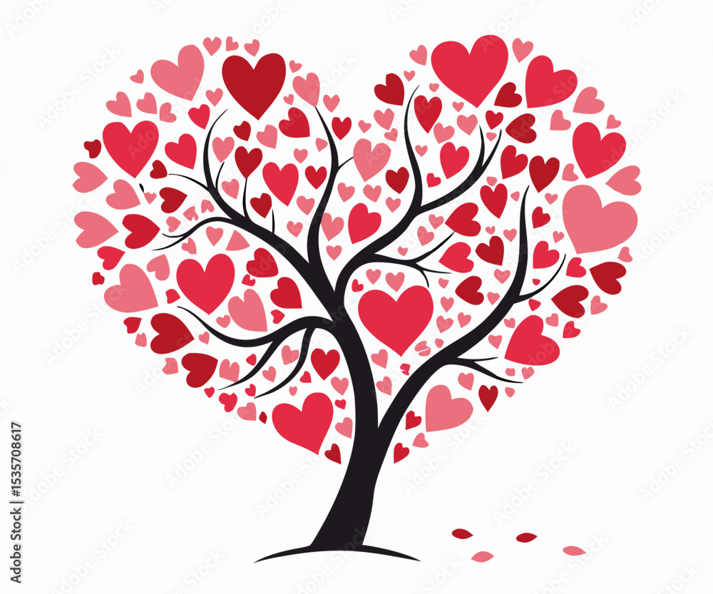 Obraz premium Heart-Shaped Tree of Love: Valentine's Day Graphic
