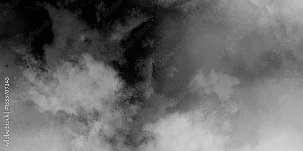 Fototapeta premium Black and grey watercolor grunge texture. Fog or smoke isolated transparent special effect. White vector cloudiness, mist or smog background. smoke overlay effect on Isolated black background,