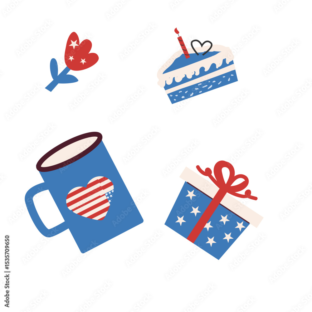 Obraz premium Festive fourth of july celebration with patriotic decorations and gifts.