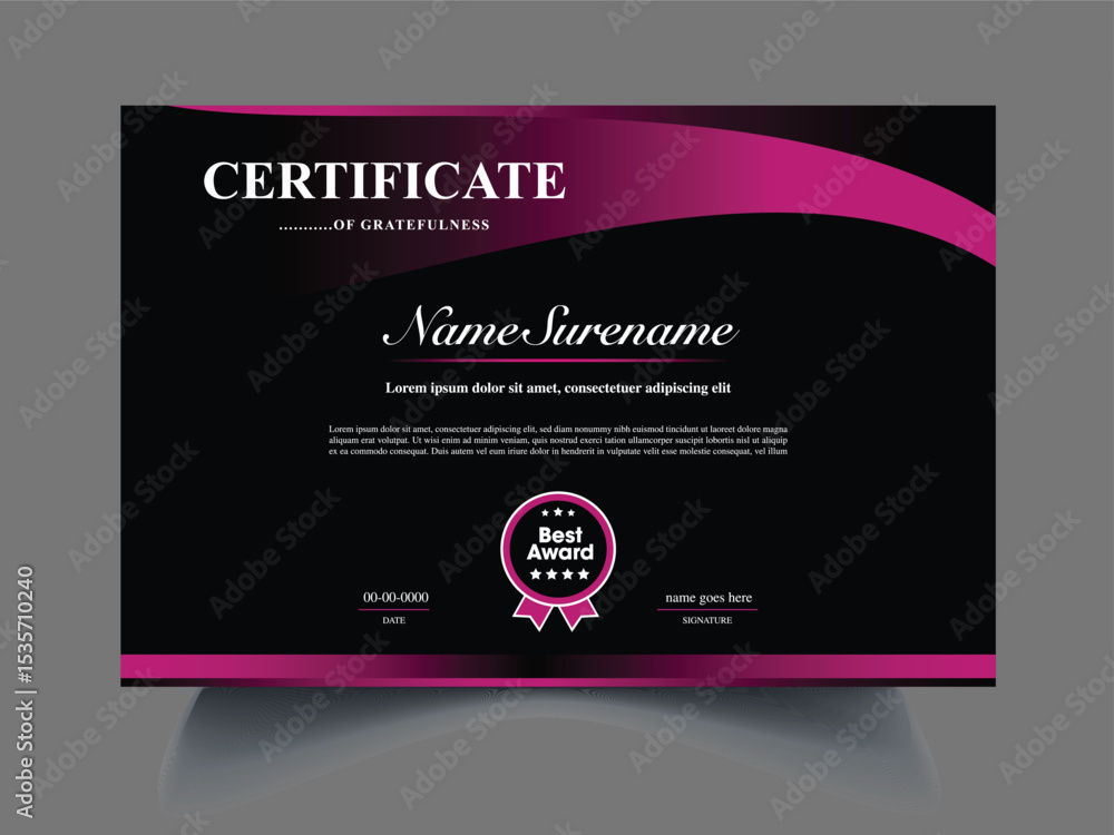 Fototapeta premium Modern unique certificate design sample