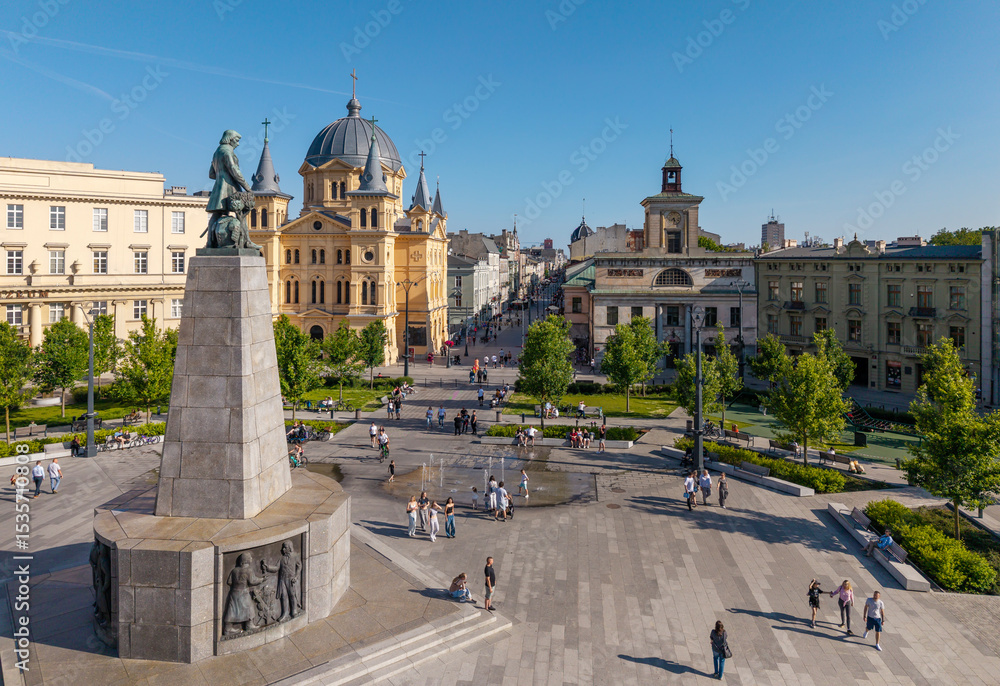 Fototapeta premium The city of Łódź - view of Freedom Square. Lodz, Poland.