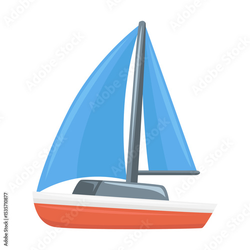 Sailboat Sign Emoji Icon Illustration. Yatch Vector Symbol Emoticon Design Clip Art Sign Comic Style.