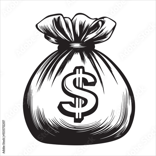 Money Bag Silhouette Vector, Money Bag Clipart, Money bag icon 