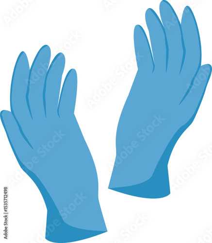 Medical protective latex gloves in blue color. Vector illustration with transparent background.