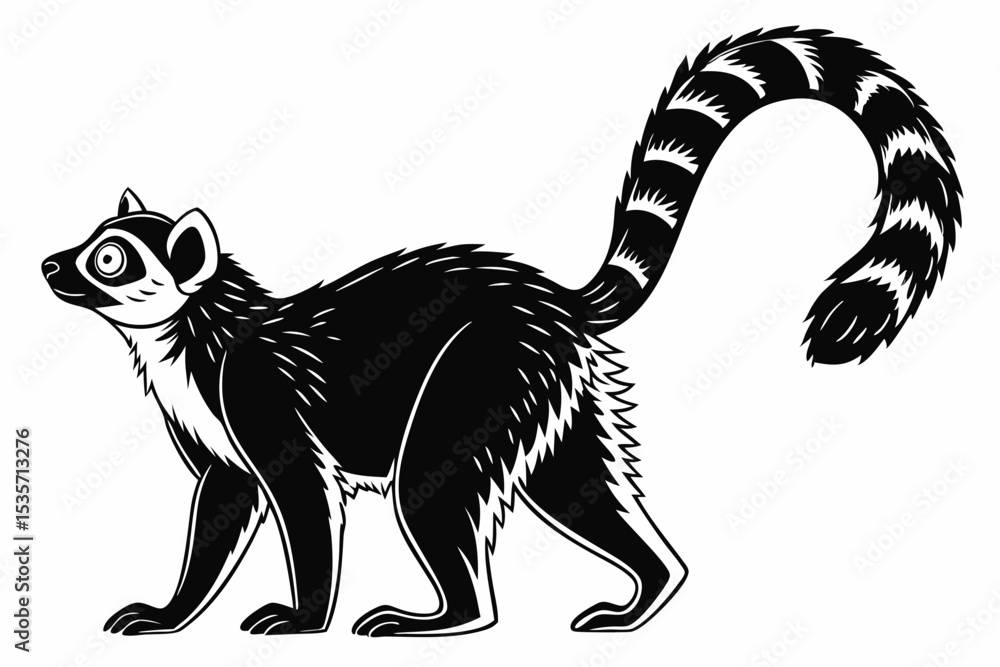 Obraz premium lemur sihouette black vector