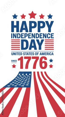 Happy Independence Day USA Poster, American Flag Independence Day Graphic, Patriotic Independence Day Celebration Design. 