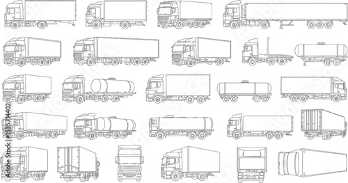 Various Types of Delivery Trucks and Tanker Vehicles, a Compilation of Transportation and Hauling Methods and Automotive Industry Representation
