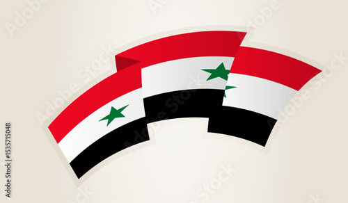 Syria Flag in Abstract Ribbon Shape, National Symbol of the Syria.