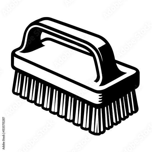 Washing Brush Cleaning Tool Vector Icon - Household and Utility Symbol
