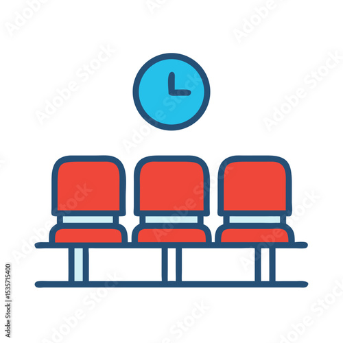 Waiting Room – Bold Color Vector Interior Space Icon

