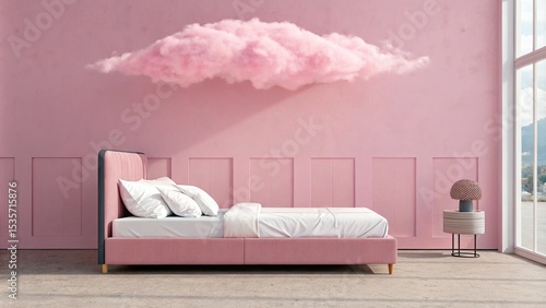 Pink Bedroom with Floating ...
