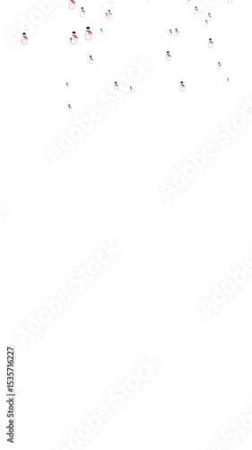 4k Animated falling snowmen particles on white background.  Christmas and new year motion graphic design element. Snowman Gingerbread Cookie Design Isolated Element. Decorative particles and sparks.